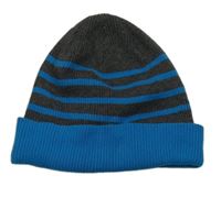 Šedo-modrá pruhovaná pletená čepice H&M