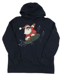 Tmavomodrá mikina se Santou a kapucí 