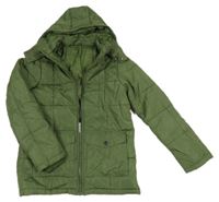 Tmavozelená šusťáková zateplená bunda s kapucí Tchibo