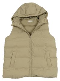 Béžová šusťáková zateplená vesta s kapucí Mango