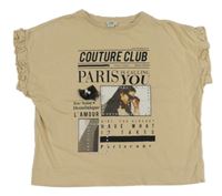 Světlebéžové crop tričko s potiskem River Island