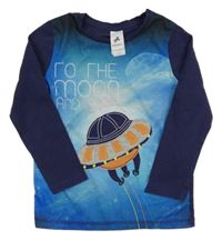 Tmavomodro-modré triko s vesmírem C&A