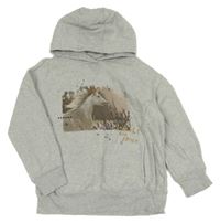 Šedá melírovaná mikina s koněm a kapucí Next