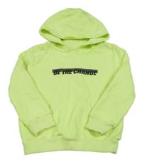 Neonově žlutozelená mikina s nápisem a kapucí Primark