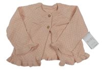 Nové - světlerůžový perforovaný propínací lehký svetr Matalan