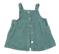 Zelené propínací manšestrové šaty s kapsami 