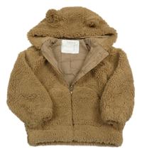 Hnědá kožešinová podšitá bunda s kapucí Nutmeg