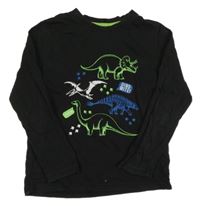 Černé triko s dinosaury Lupilu