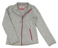 Šedá melírovaná pletená propínací mikina 