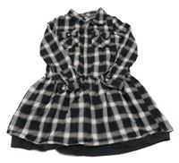 Černo-růžové kostkované šaty s límečkem orchestra