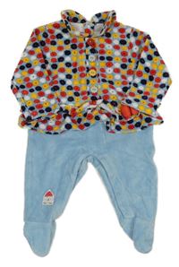 Modro-barevný květovaný sametový overal 