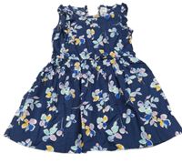 Tmavomodré květované plátěné šaty Carter's