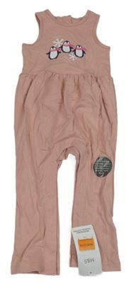 Nové - světlerůžový overal s tučňáky M&S