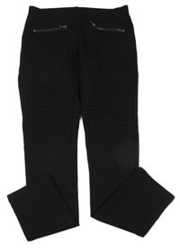 Černé tregíny s žebrováním a zipy C&A