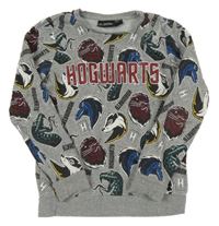 Šedá vzorovaná mikina s nápisem - Harry Potter 