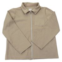Béžové propínací teplákové polo triko River Island