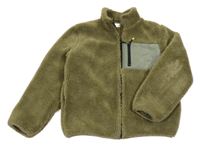 Khaki huňatá podšitá bunda s kapsou H&M