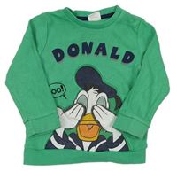 Zelená žebrovaná mikina s Donaldem zn. Disney