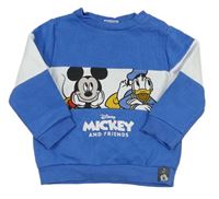 Modro-bílá mikina s Mickeym a Donaldem zn. Disney