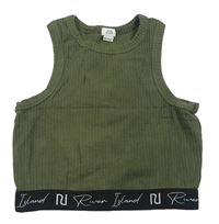Khaki žebrovaný crop top River Island