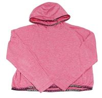 Růžová melírovaná sportovní crop mikina s kapucí Ergeenomixx