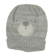 Světlešedá melírovaná zateplená čepice s medvídkem Miniclub