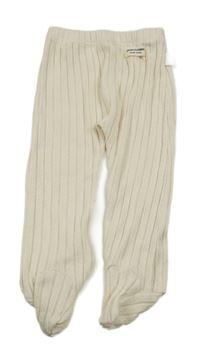 Smetanové žebrované polodupky s nášivkou 