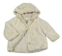 Smetanový kožešinový podšitý kabátek s kapucí Mango