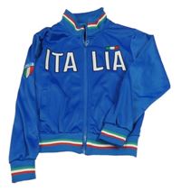 Modrá propínací sportovní mikina s nápisem