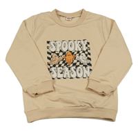 Béžová mikina s duchy a nápisy   