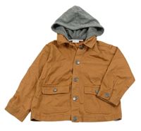 Okrovo-šedá košilová bunda s Mickeym a teplákovou kapucí Zara