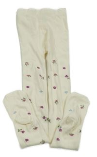 Smetanové květované punčocháče H&M