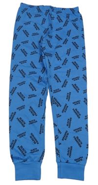 Modré pyžamové kalhoty s nápisy 
