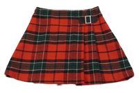 Červeno-zeleno-černá kostkovaná vlněná sukně Next