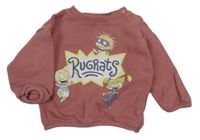 Starorůžová mikina s dětmi a nápisem 