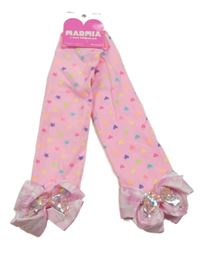 Nové - Růžovo-barevné podkolenky s hvězdami a mašlemi s křídly 