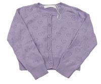 Lila crop propínací svetr se srdíčky Dunnes