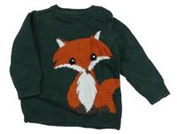 Tmavozelený svetr s lišákem Matalan