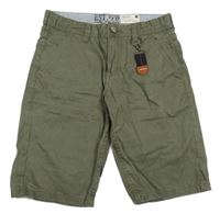 Khaki plátěné slim kraťasy 