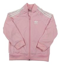 Světlerůžová propínací mikina s logem Adidas