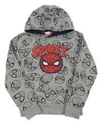 Šedo-černo-červená mikina s kapucí - Spiderman Marvel