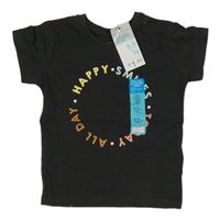 Nové - Antracitové tričko s nápisy Primark