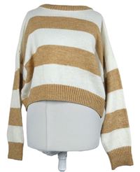 Dámský smetanovo-pískový pruhovaný crop svetr Primark 