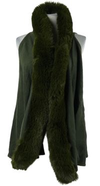 Dámský khaki svetrový cardigán s kožíškem Joe Browns 