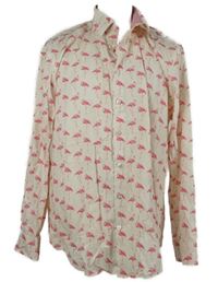 Pánská světlerůžová košile s plameňáky Brook Taverner 