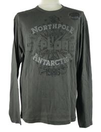 Pánské tmavošedé triko s nápisy 