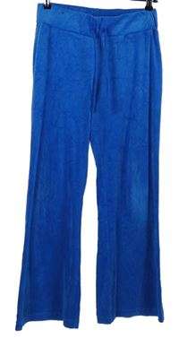 Dámské modré sametové zvonové tepláky H&M