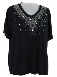 Dámské černé tričko s flitry Bonmarché 