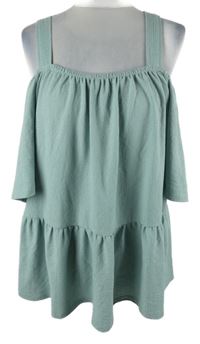 Dámská světlemodrá vzorovaná peplum tunika s volnými rameny Papaya 