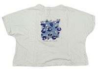 Bílo-modré crop tričko s flitry M&Co.
